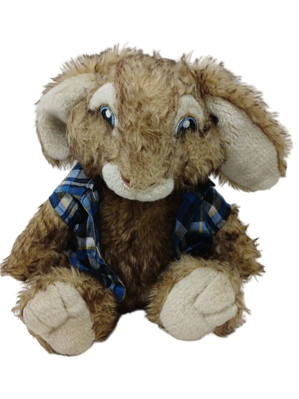 Build-A-Bear HOP Brown Bunny 2012 Plush Toy With Blue Plaid Shirt #D-48